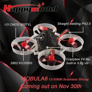 Happymodel Mobula6 65mm Crazybee F4 Lite 1S Whoop FPV Racing Drone BNF w/ Runcam Nano 3 Camera – FrSky Receiver